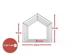 3x8 m ECONOMY Event Tent, white PVC 500 gr/m2