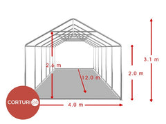 4x12 m PROFESSIONAL Event Tent, white fireproof PVC