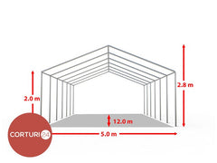 5x12 m ECONOMY Event Tent, white PVC 500 gr/m2