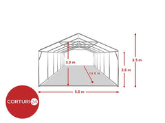 5X14 m Event Tent PROFESSIONAL XXL, white flame retardant PVC