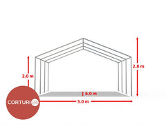5x6 m ECONOMY Event Tent, white PVC 500 gr/m2