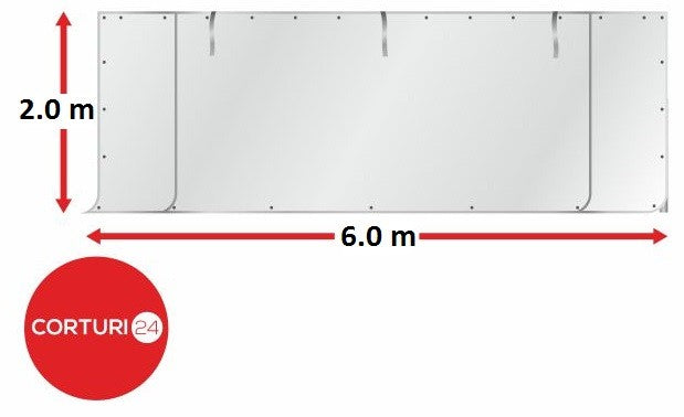 6x2 m Front wall - PVC 500 g/m2, white | Prelate frontale | Prelate frontale | Corturi24