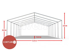 6x12 m ECONOMY Event Tent, white PVC 500 gr/m2