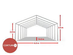 6x14 m ECONOMY Event Tent, white PVC 500 gr/m2