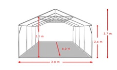 6x8 m Event Tent PROFESSIONAL XXL, white flame retardant PVC