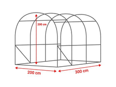 2x3 m Greenhouse Polytunnel 6 sqm, galvanized pipe