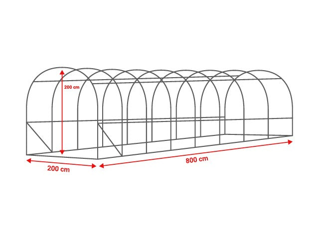 2x8 m Greenhouse Polytunnel 16 sqm, galvanized pipe