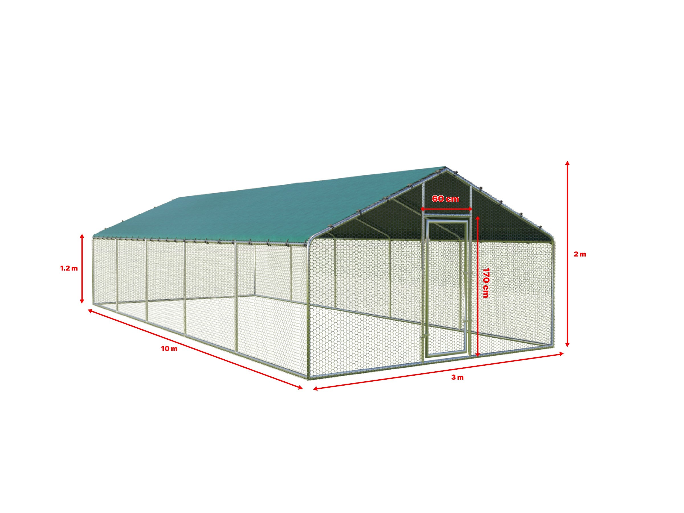 3x10 m Cot / Bird pen made of galvanized steel