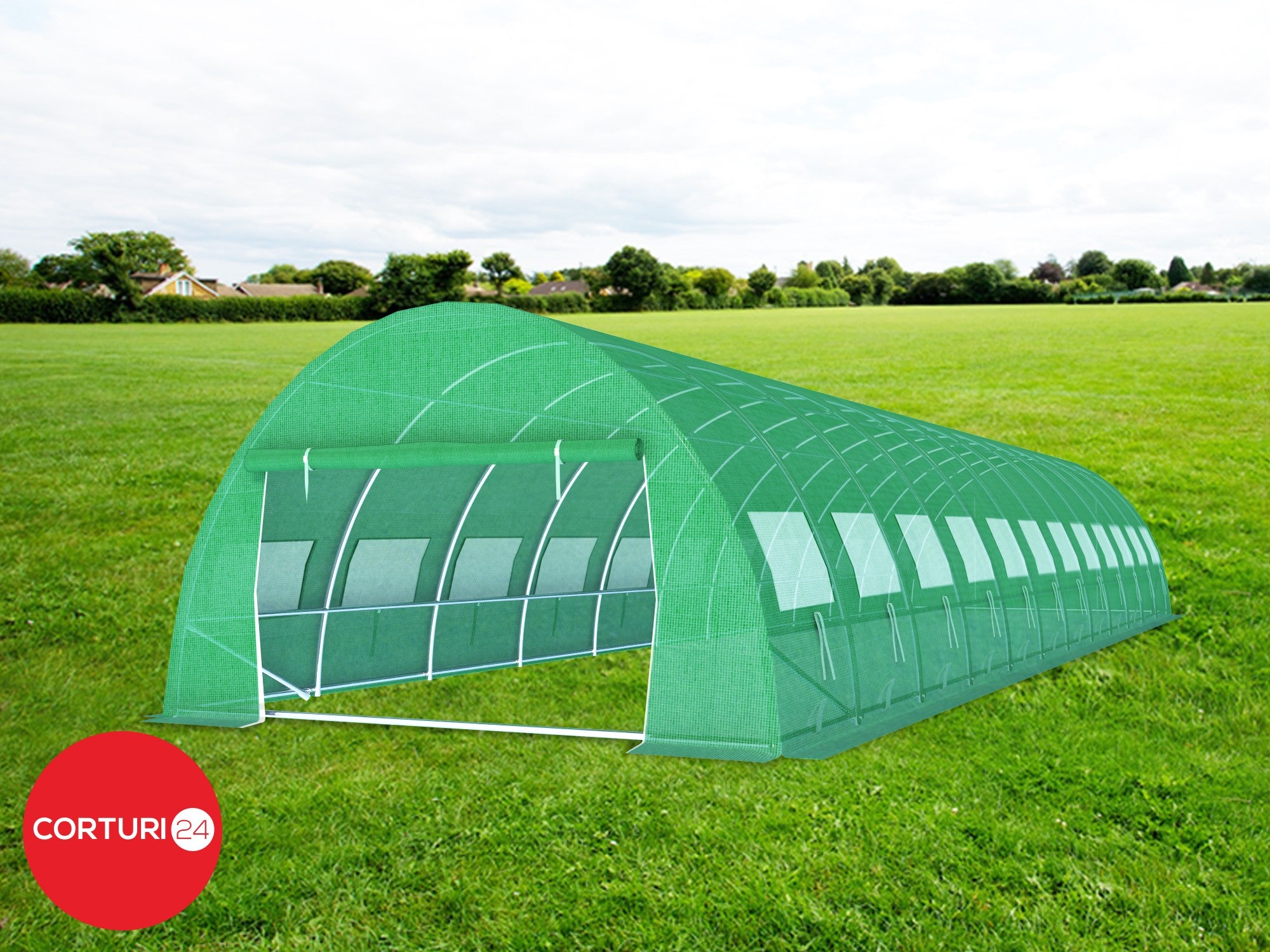 3x12 m Greenhouse Polytunnel 36 sqm, galvanized pipe