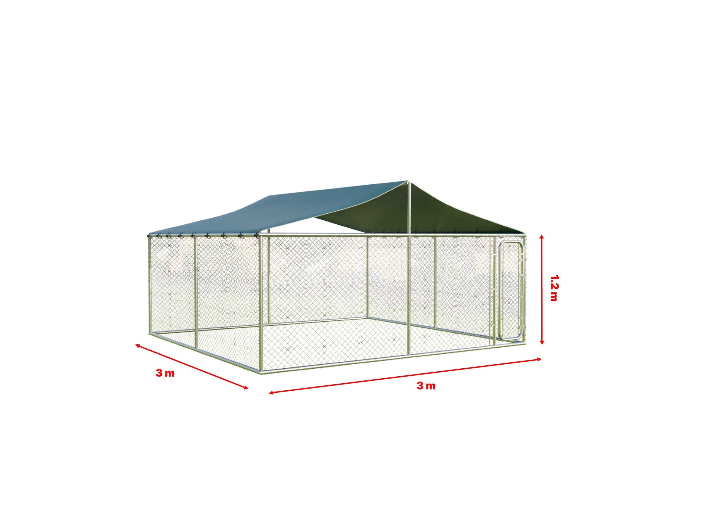 3 x 3 m / 1,2 m – Hundegehege aus verzinktem Stahl 