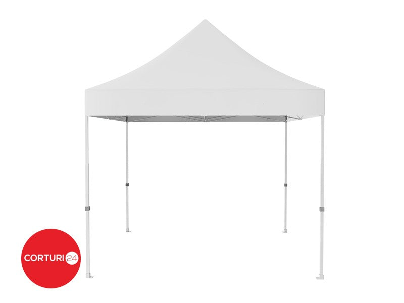 3x3 m Faltpavillon Professional Aluminium 50 mm, mit 2 Panoramafenstern, PVC 620 g/m2, weiß, feuerfest