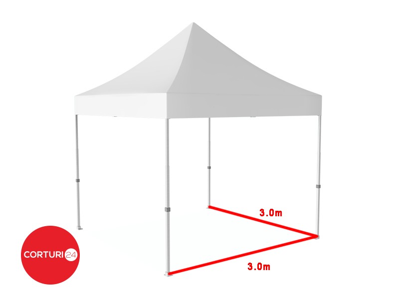 3x3 m Faltpavillon Professional Aluminium 50 mm, mit 2 Panoramafenstern, PVC 620 g/m2, weiß, feuerfest