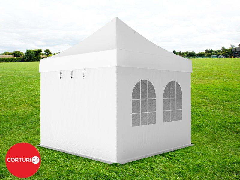 3x3 m Folding Pavilion Professional Aluminum 50 mm, with 4 windows, PVC 620 gr /m2, white, fireproof | Pavilioane pliabile | Pavilioane pliabile, Produse | Corturi24