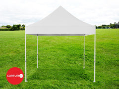 3x3 m Faltpavillon Professional Aluminium 50 mm, mit 4 Fenstern, PVC 620 g/m2, weiß, feuerfest