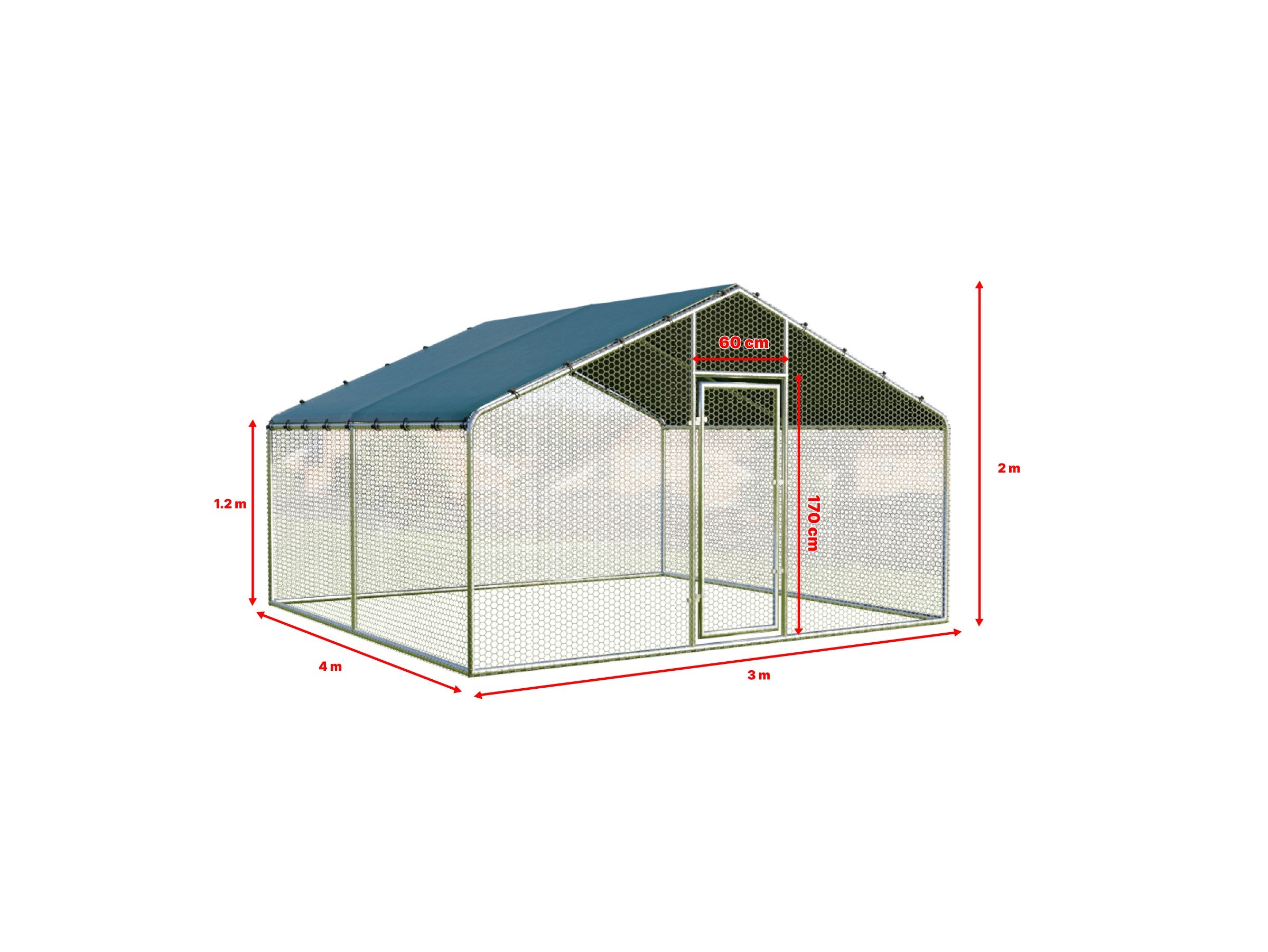 3x4 m Cot / Bird pen made of galvanized steel