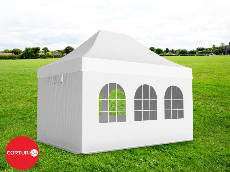 3x4.5 m Folding Pavilion Professional Aluminum 50 mm, with 6 windows, PVC 620 gr /m2, white, fireproof | Pavilioane pliabile | Pavilioane pliabile, Produse | Corturi24