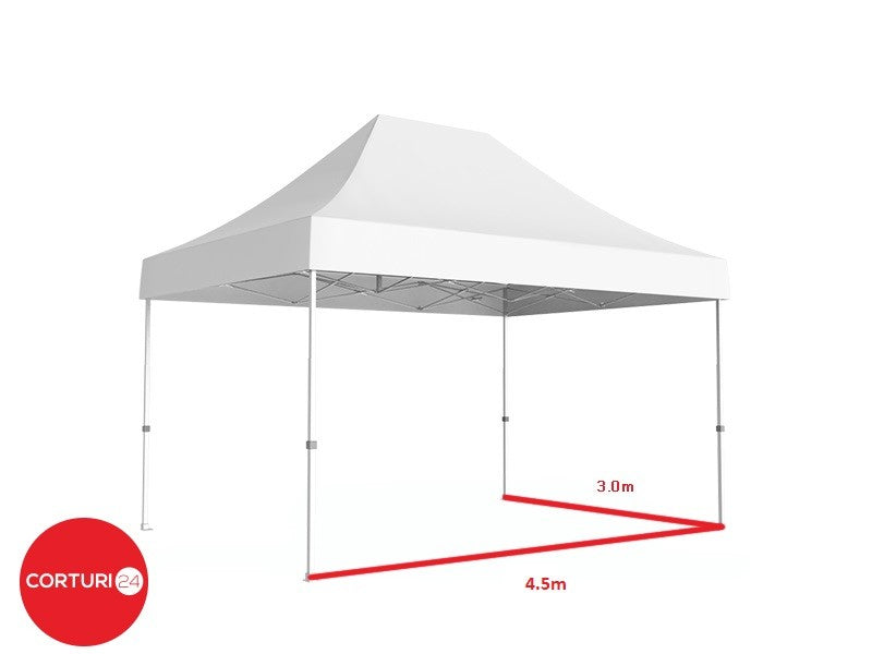 3x4,5 m Faltpavillon Professional Aluminium 50 mm, mit 6 Fenstern, PVC 620 g/m2, weiß, feuerfest