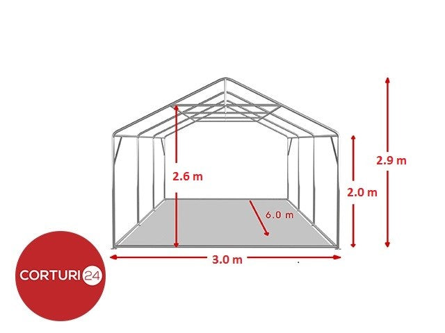 3x6 m PROFESSIONAL Events Tent, white fireproof PVC