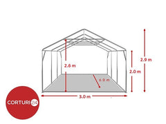 3x6 m PROFESSIONELLES Veranstaltungszelt, weißes feuerfestes PVC