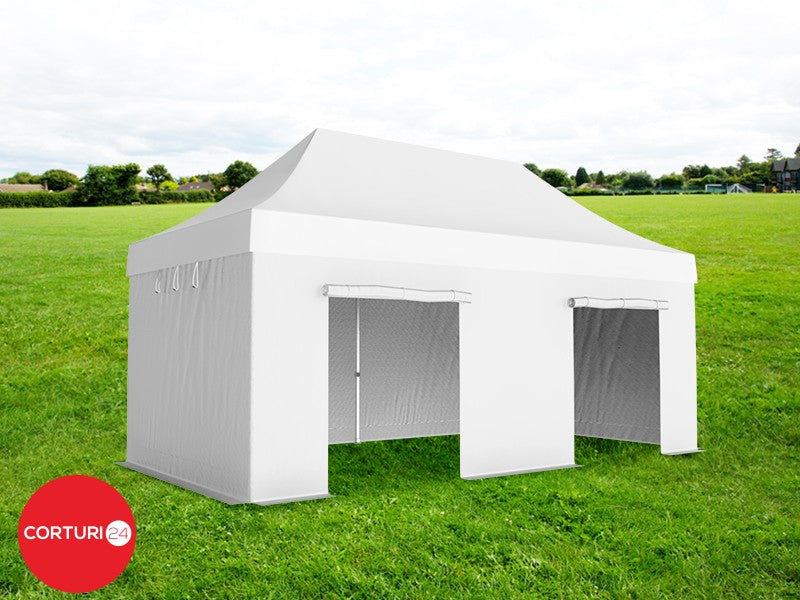 3x6 m Aluminum Professional Folding Pavilion 50 mm, without windows, PVC 620 gr /m2, white, fireproof | Pavilioane pliabile | Pavilioane pliabile, Produse | Corturi24