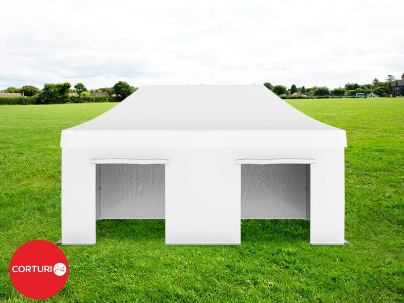 3x6 m Aluminum Professional Folding Pavilion 50 mm, without windows, PVC 620 gr /m2, white, fireproof