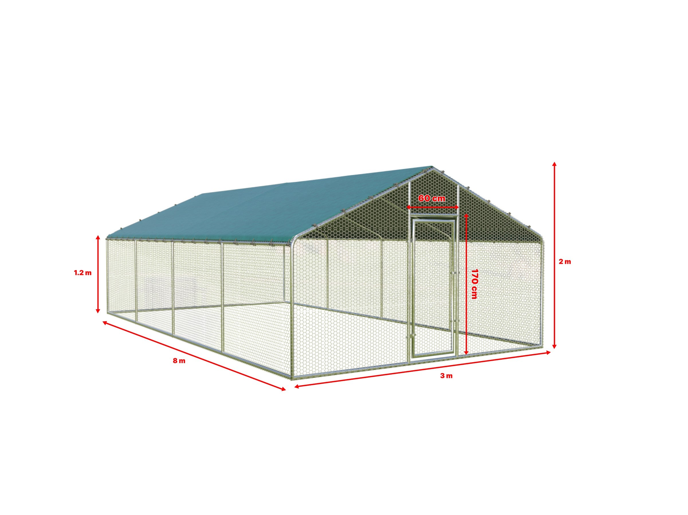 3x8 m Sitzstangen / Vogelgehege aus verzinktem Stahl 