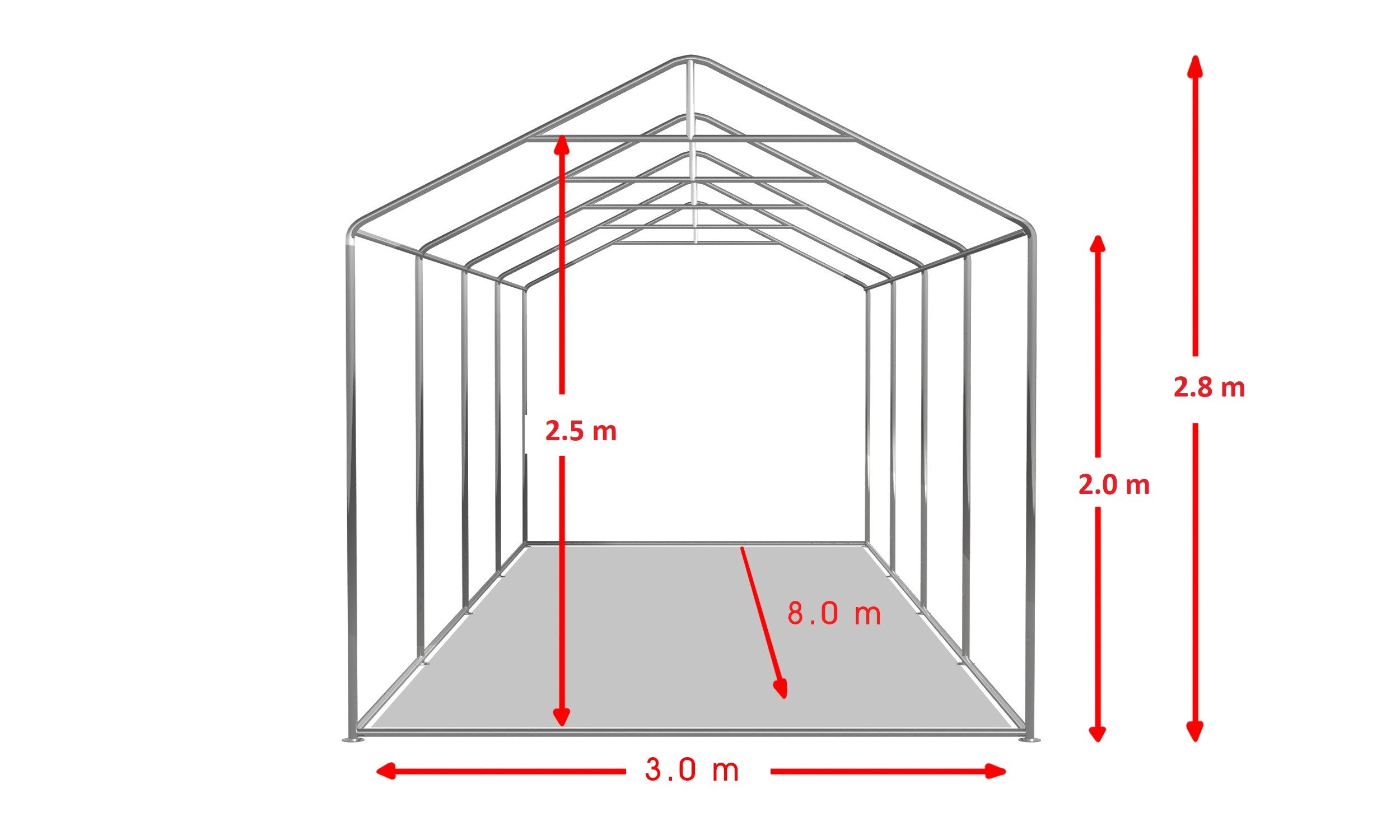 3x8 m PROFESSIONAL Event Tent, white fireproof PVC