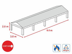 3x8 m-Roof tarpaulin 500 gr/m2 - 2m side height, white fireproof PVC | Prelate acoperis | Prelate acoperis | Corturi24