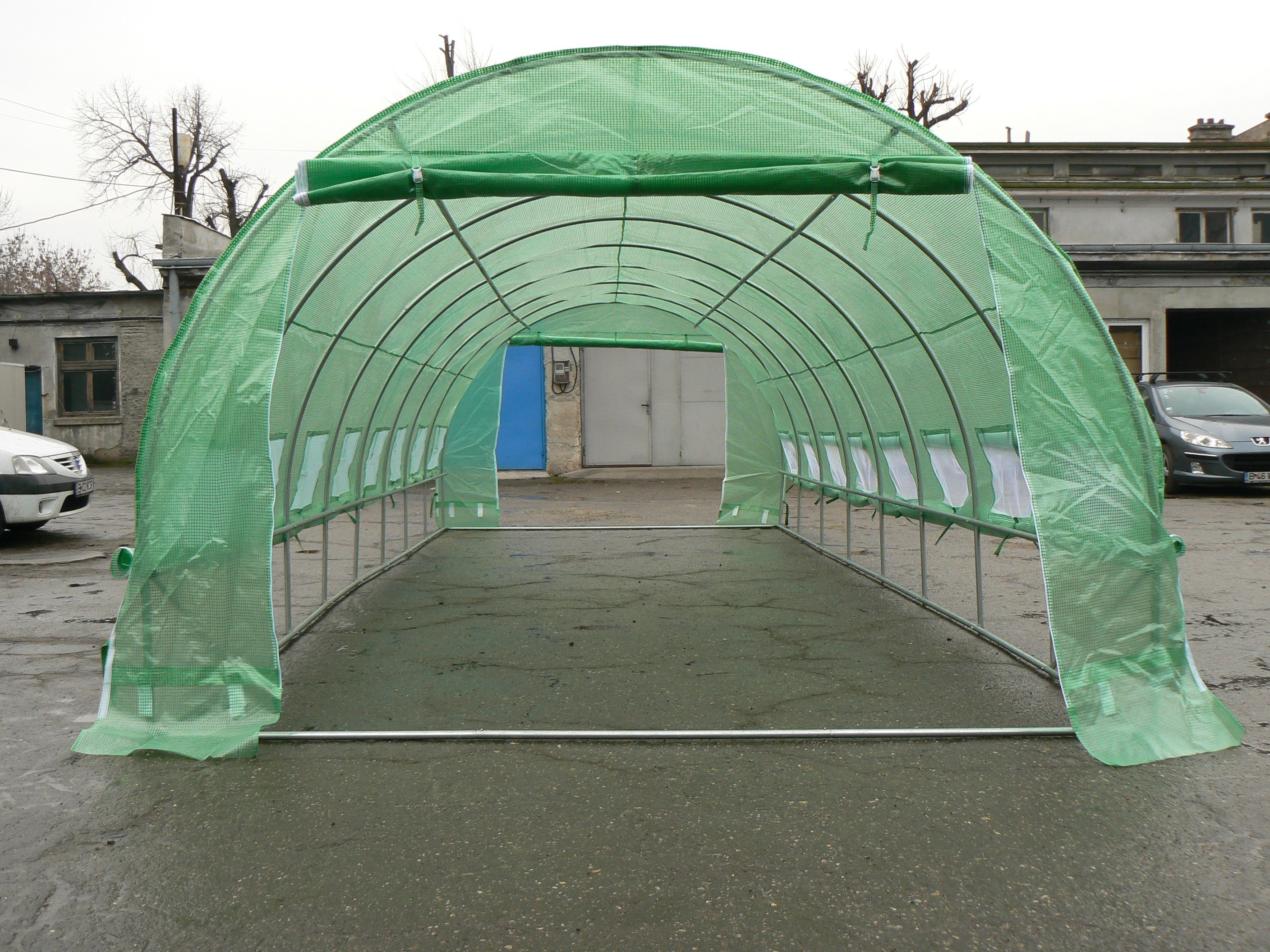 3x9m Greenhouse Polytunnel 27 sqm, galvanized pipe