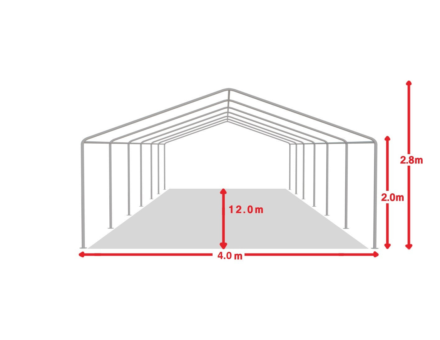 4x12 m ECONOMY Events Tent, white fireproof PVC