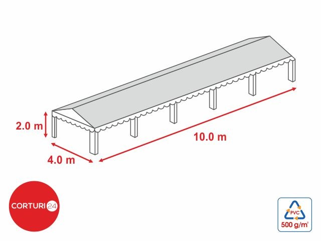 4x10 m-Roof tarpaulin 500 gr/m2 - 2m side height | Prelate acoperis | Prelate acoperis | Corturi24