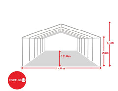 4x12 m ECONOMY Eventzelt, weißes PVC