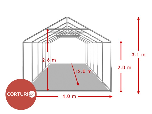 4x12 m PROFESSIONAL Event Tent, white fireproof PVC