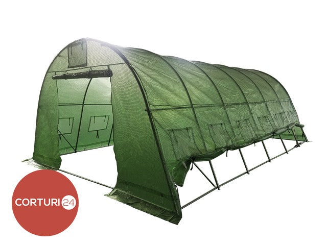 4x16 m Greenhouse Polytunnel 64 sqm, galvanized pipe