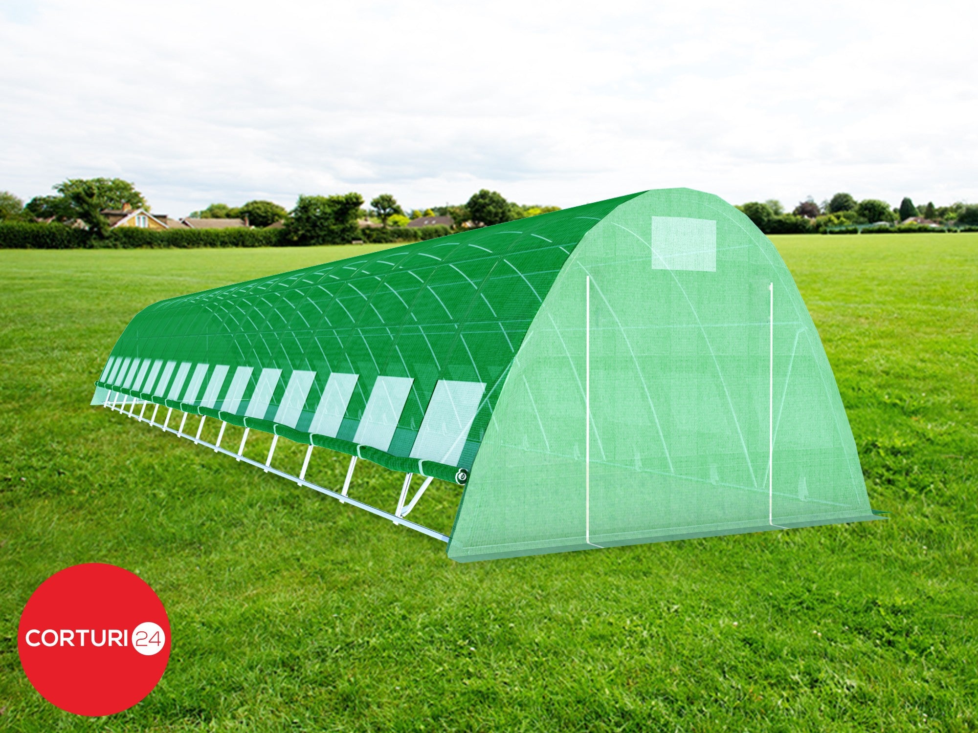 4x16 m Greenhouse Polytunnel 64 sqm, galvanized pipe