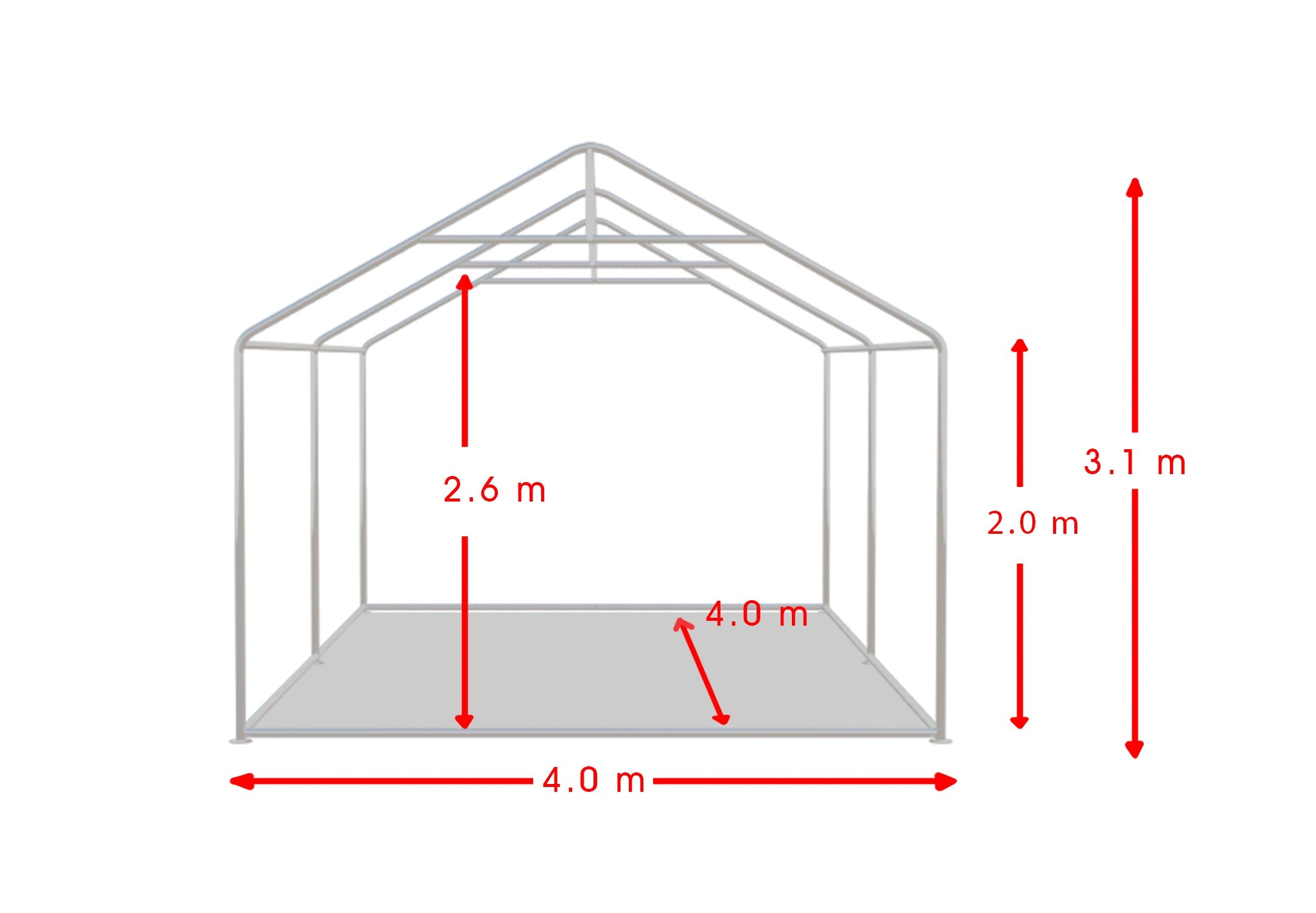 4x4 m PROFESSIONAL Events Tent, white fireproof PVC