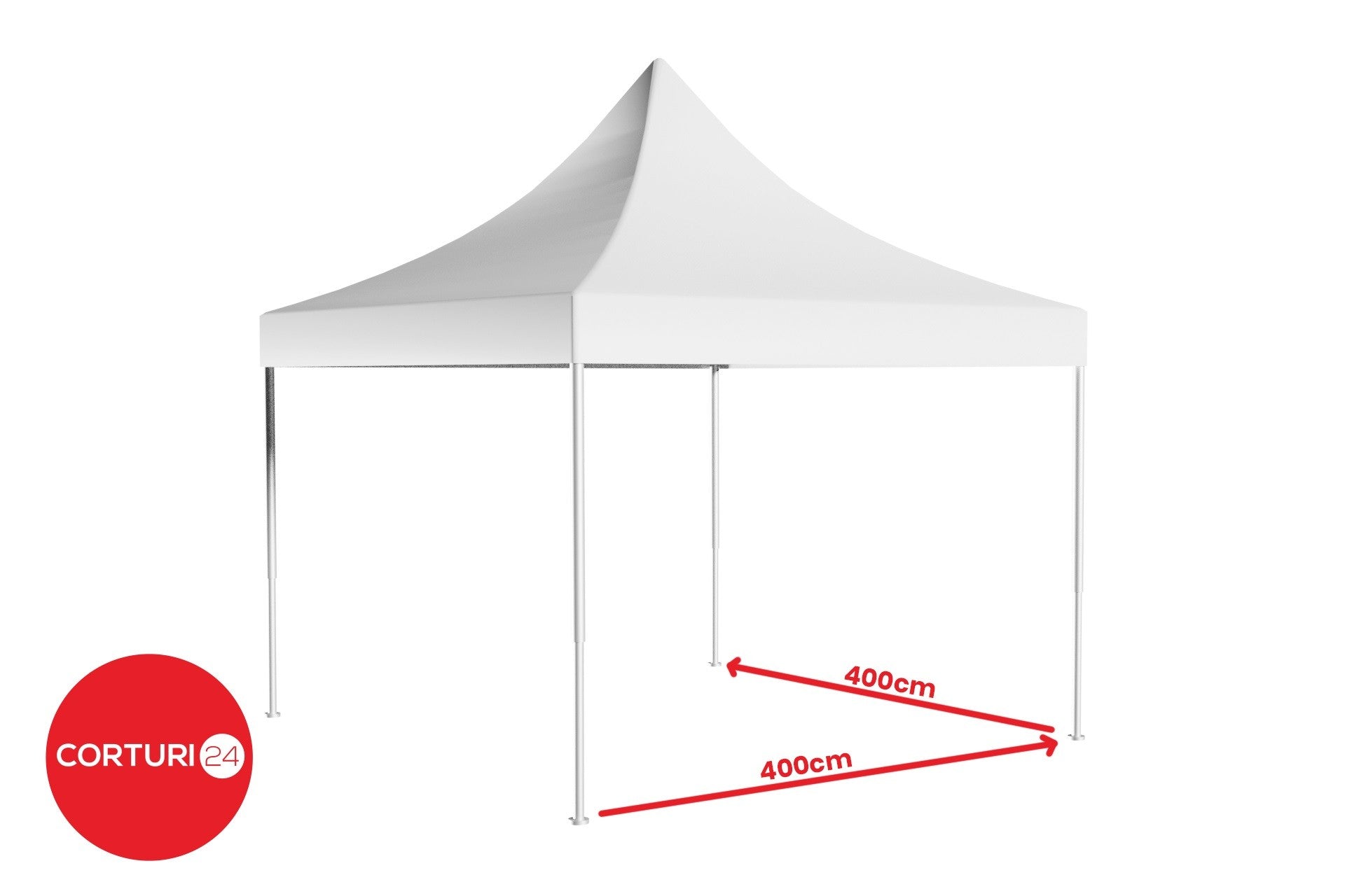 4x4 m professioneller Faltpavillon aus Aluminium 50 mm, mit Panoramafenstern, PVC 620 g/m2, weiß, feuerfest