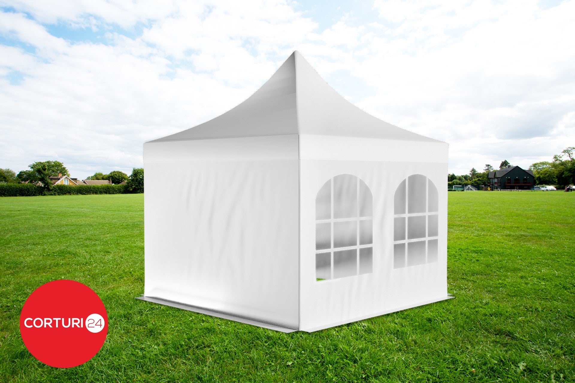 4x4 m Pavilion Professional Aluminum 50 mm, with windows, PVC 620 gr /m2, white, fireproof | Pavilioane pliabile | Pavilioane pliabile, Produse | Corturi24