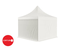 4x4 m Faltpavillon Professional Aluminium 50 mm, ohne Fenster, PVC 620 g/m2, weiß, feuerfest