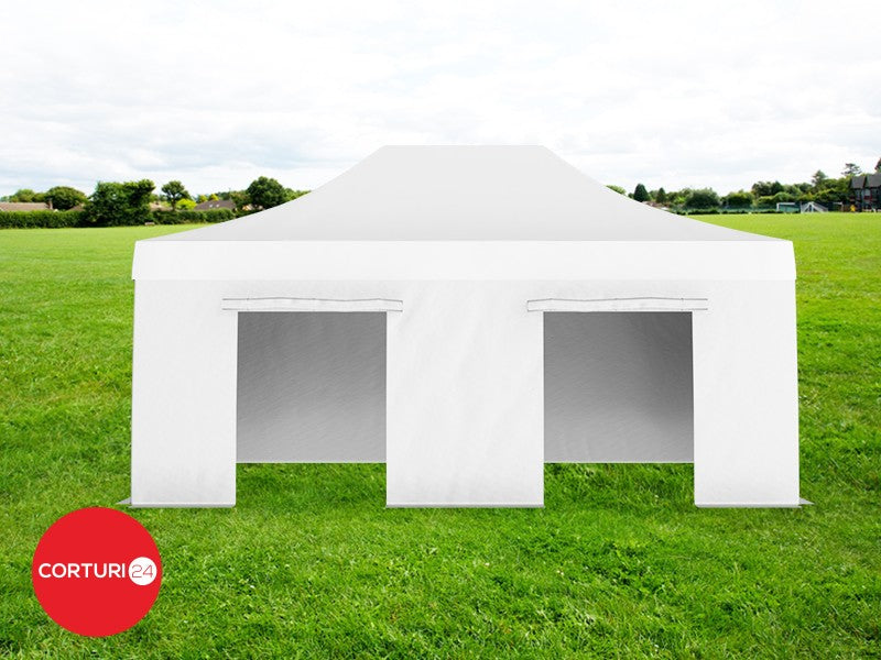 4x6 m Folding pavilion Professional Aluminum 50 mm, without windows, PVC 620 gr /m2, white, fireproof