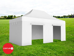 4x6 m Folding pavilion Professional Aluminum 50 mm, without windows, PVC 620 gr /m2, white, fireproof | Pavilioane pliabile | Pavilioane pliabile, Produse | Corturi24