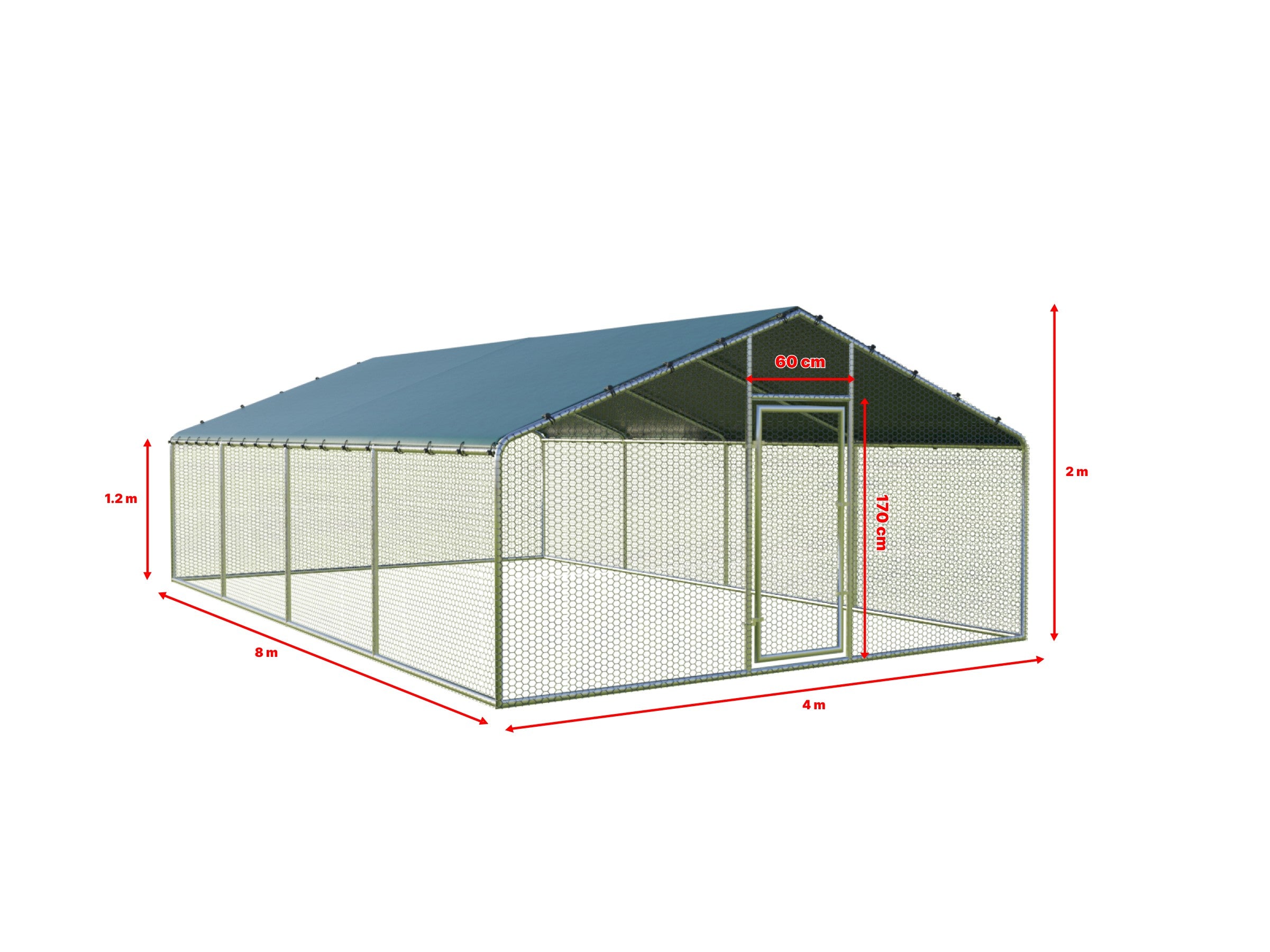 4x8 m Cot / Bird pen made of galvanized steel