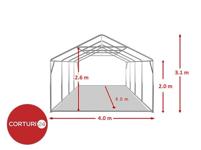 4x8 m PROFESSIONELLES Eventzelt, weißes feuerfestes PVC