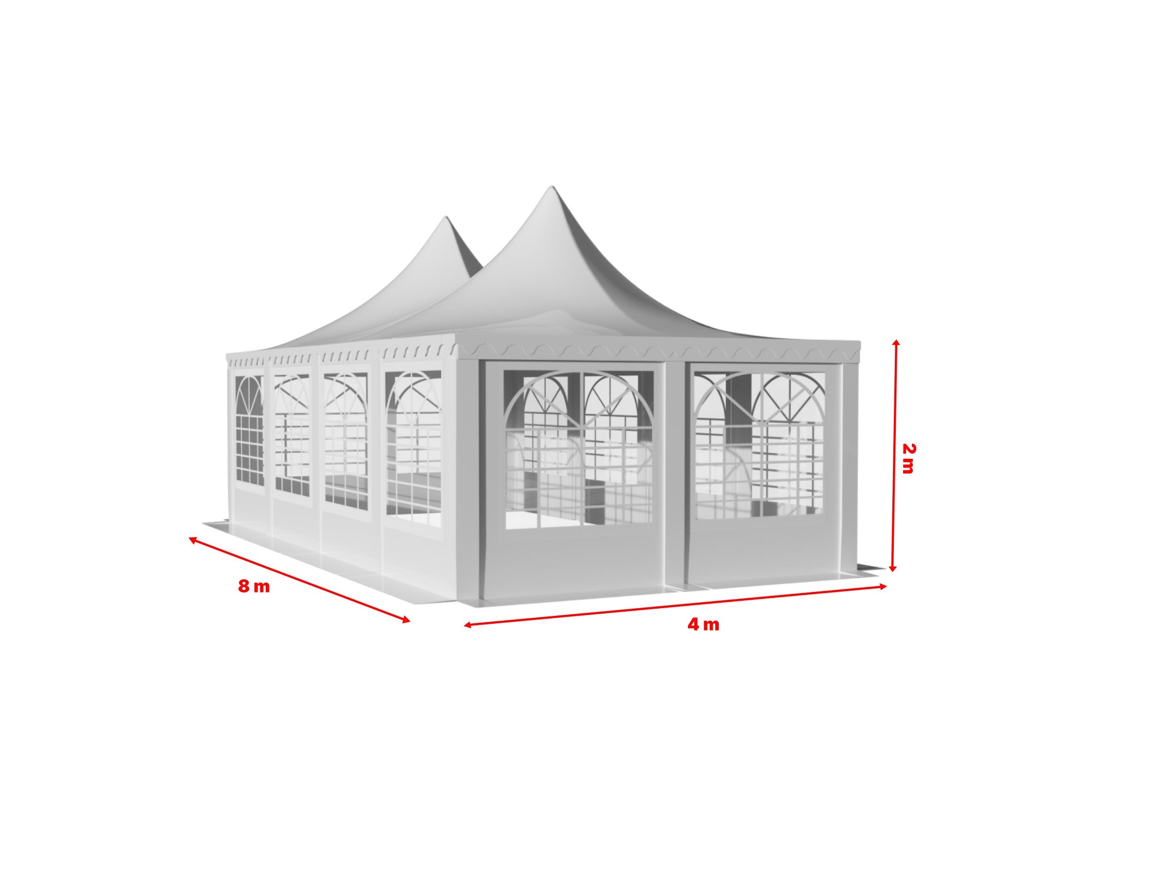 4x8 m Pagode ECONOMY PVC 500, weiß