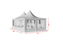 4x8 m Pagoda ECONOMY PVC 500, white