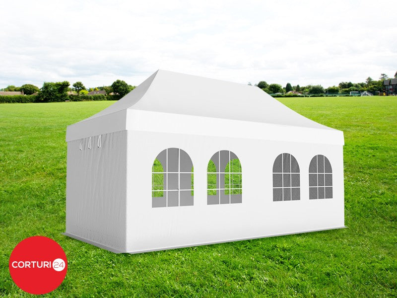 4x8 m Folding pavilion Professional Aluminum 50 mm, with windows, PVC 620 gr /m2, white, fireproof