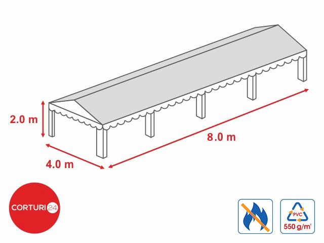 4x8 m-Roof tarpaulin 500 gr/m2 - 2m side height | Prelate acoperis | Prelate acoperis | Corturi24