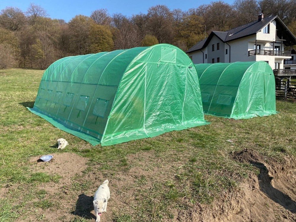 4x9 m Greenhouse Polytunnel 36 sqm, galvanized pipe