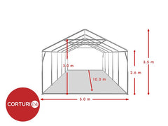 5x10 m Eventzelt PROFESSIONAL XXL, weißes feuerfestes PVC