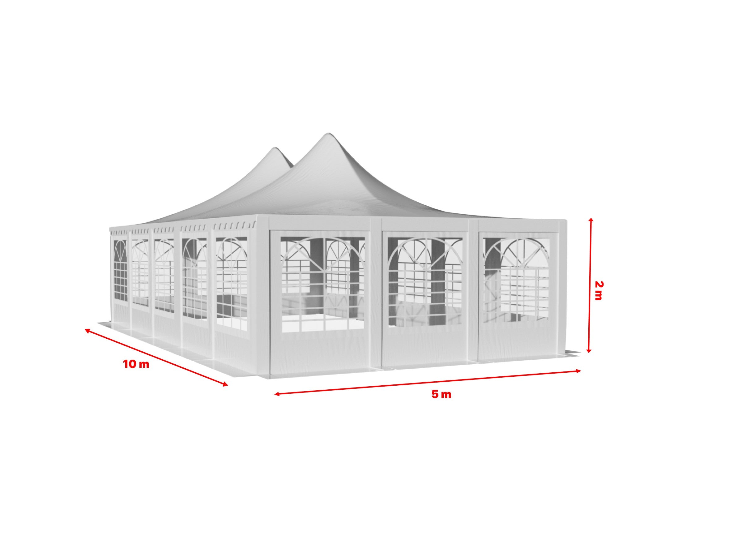 5x10 m Pagoda ECONOMY PVC 500, white